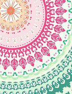 Mandala Floral Pattern With Pink Green Rug