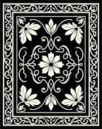 Classic Floral Scrollwork Black Cream Rug