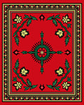 Bold Floral Patterned Red Rug
