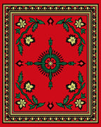 Bold Floral Patterned Red Rug