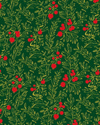 Emerald Green Berry Branch Whimsical Rug