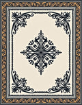 Ornate Black Gold Scroll Pattern Rug