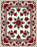 Crimson Floral Mandala Patterned Textile Rug