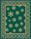 Golden Snowflakes Decorative Emerald Border Rug