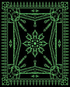 Neon Green Ornamental Floral Border Rug