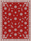 Red White Snowflake Floral Pattern Rug