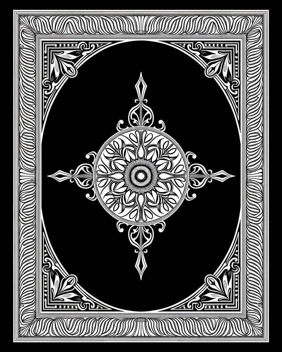 Black and White Ornamental Mandala Rug