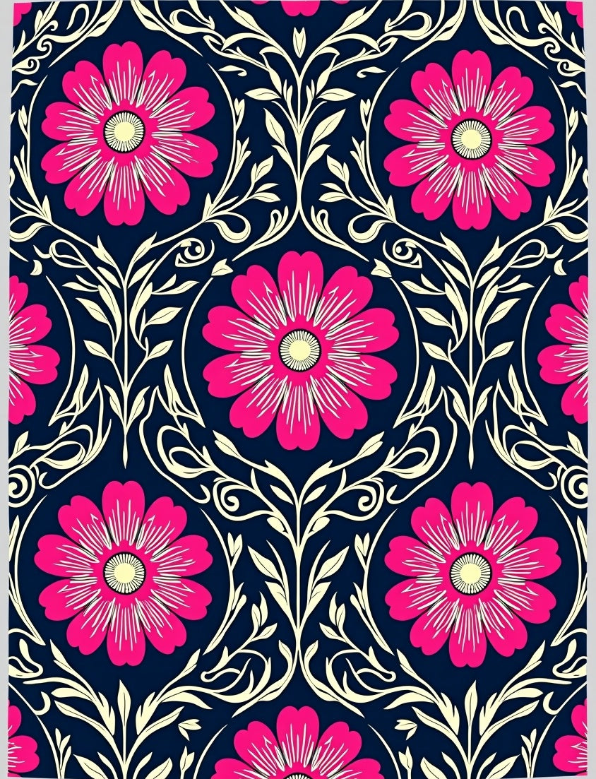 Bold Floral Vine Art Nouveau Rug