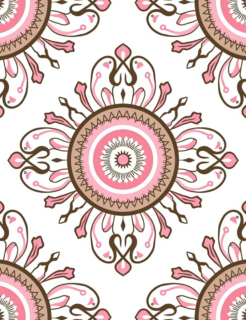 Pink Floral Mandala Pattern Rug