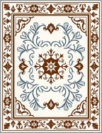 Contempory Floral Scrollwork Design Rug