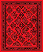 Bold Red Abstract Floral Design Rug