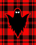 Spooky Ghost Red Plaid Textile Design Rug