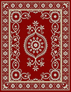 Ornate Floral Border Medallion Design Rug
