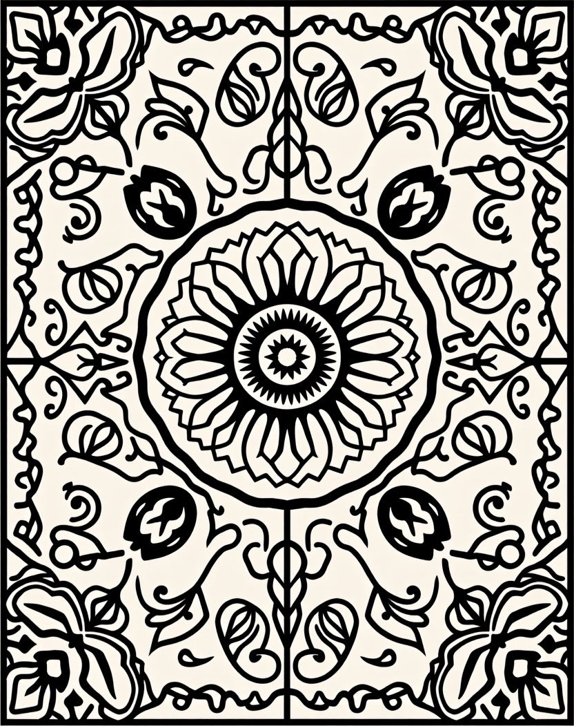 Vintage Floral Mandala Pattern Rug