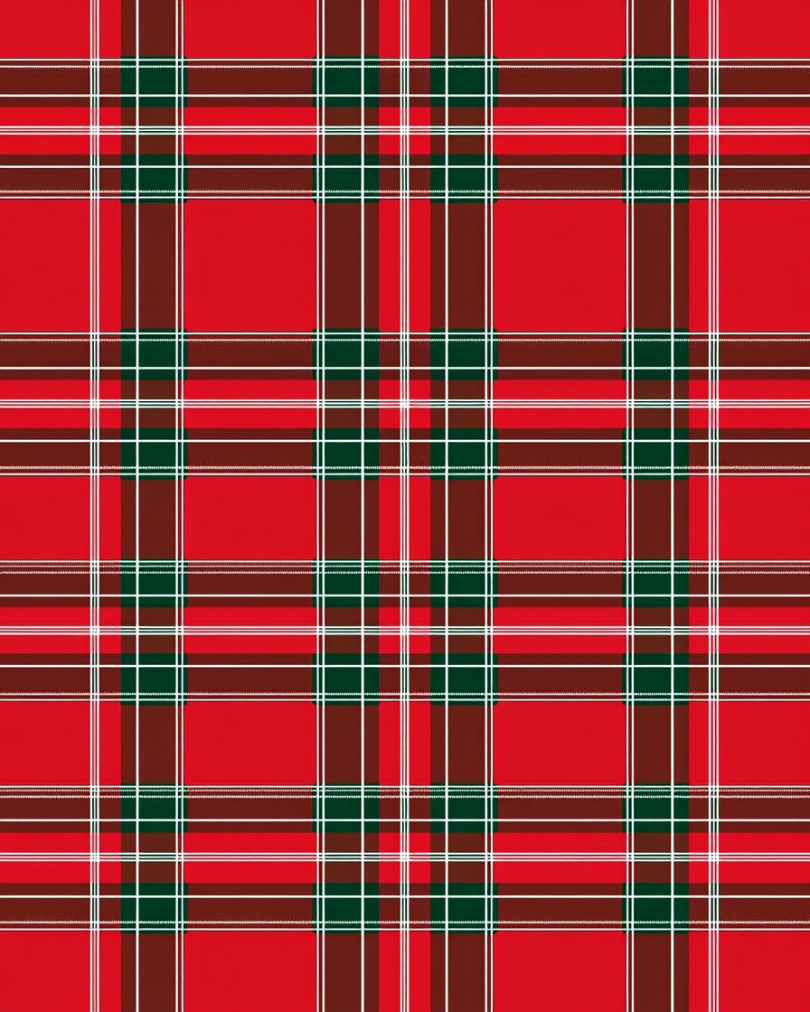 Classic Red Green Plaid Pattern Rug
