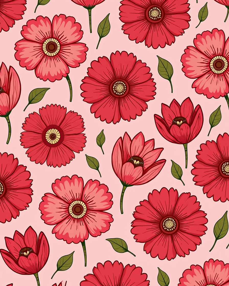 Red Floral Petal Pattern Design Rug