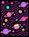 Neon Galaxy Planets Swirls Stars Rug