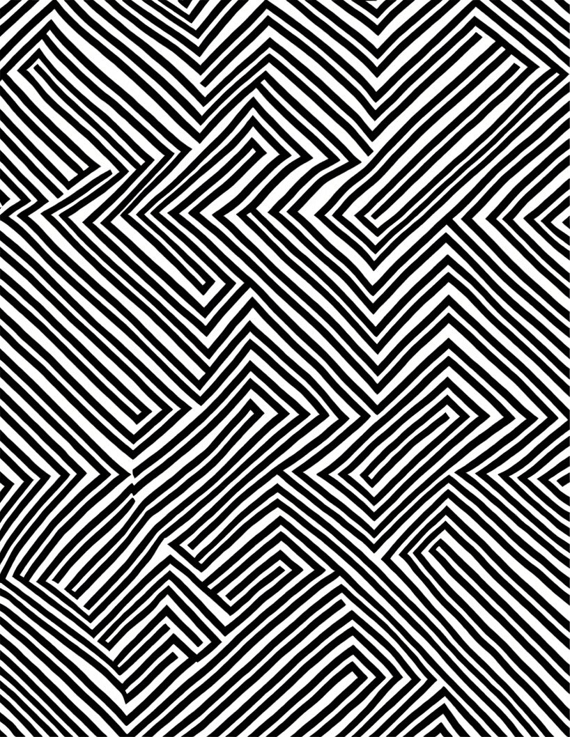 Abstract Black White Geometric Maze Rug