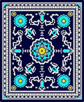 Indigo Floral Sunburst Geometric Rug