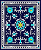 Indigo Floral Sunburst Geometric Rug
