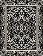Bold Black White Scroll Pattern Rug