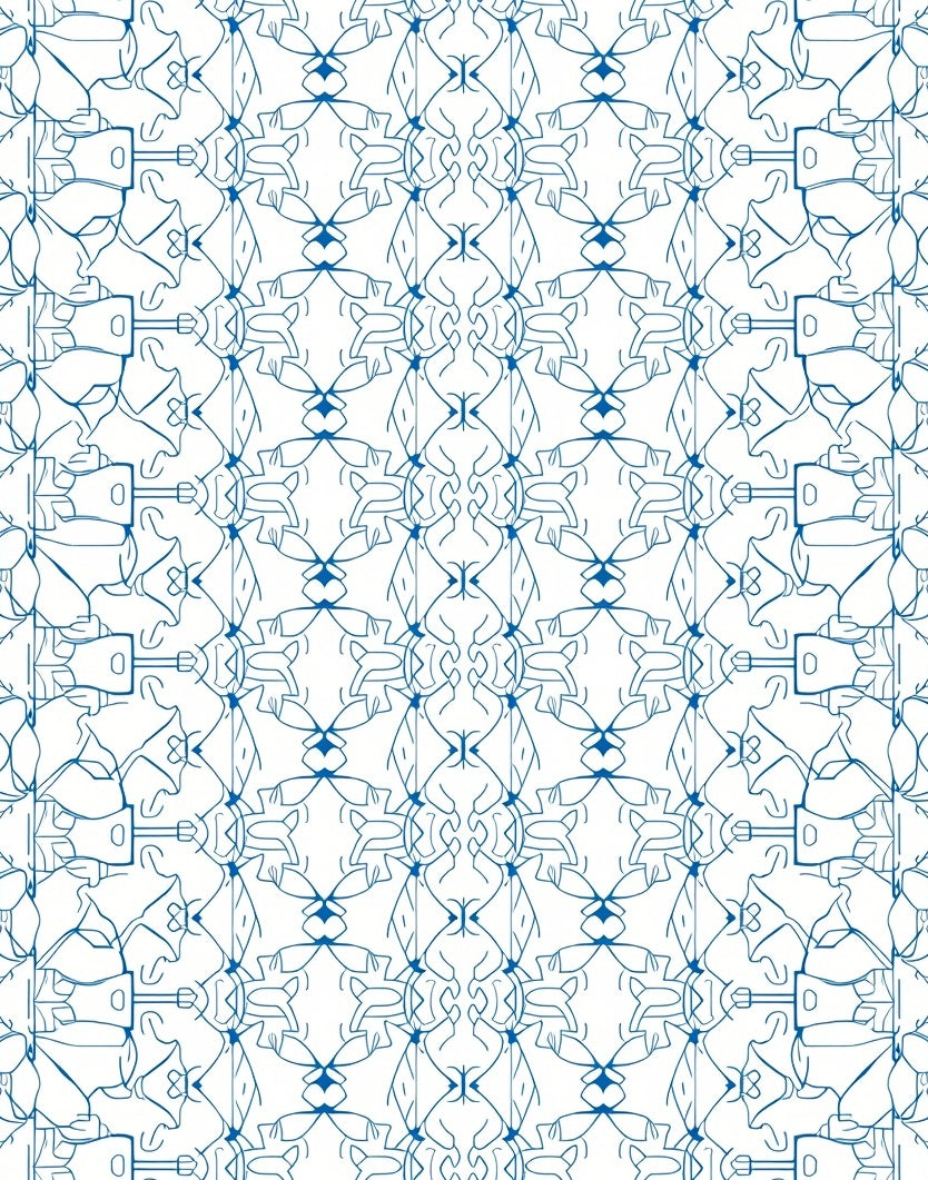 Blue Linear Symmetry Abstract Deco Rug