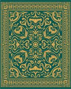 Emerald Gold Ornate Floral Scroll Rug