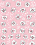 Daisy Flower Patterned Pink Swirl Rug