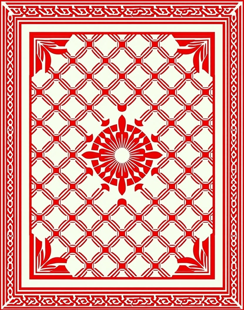 Red Geometric Floral Medallion Rug