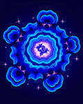 Radiant Blue Cosmic Flower Rug