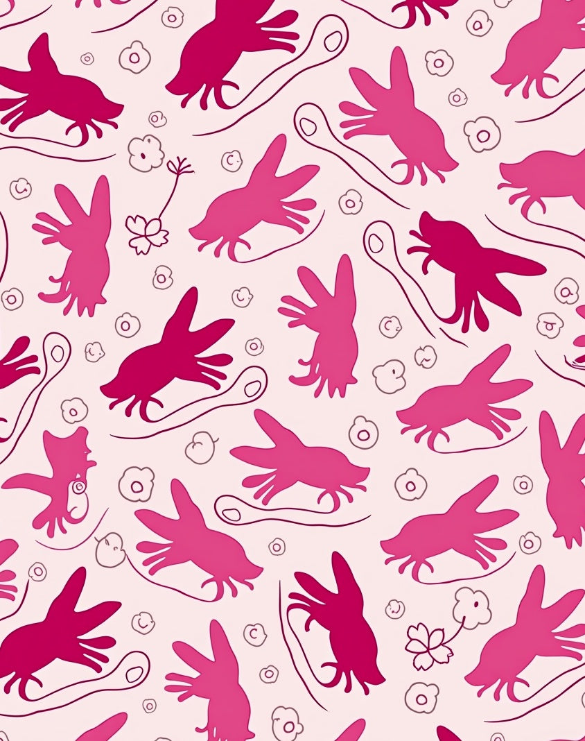 Whimsical Pink Figural Pattern Rug
