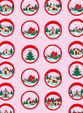 Winter Village Scene Festive Globes Design Rug