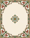 Ornate Floral Scrollwork Border Rug