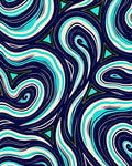 Vivid Swirling Ocean Waves Pattern Rug