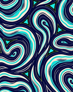 Vivid Swirling Ocean Waves Pattern Rug
