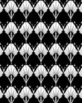 Art Deco Fan Pattern Black and White Rug