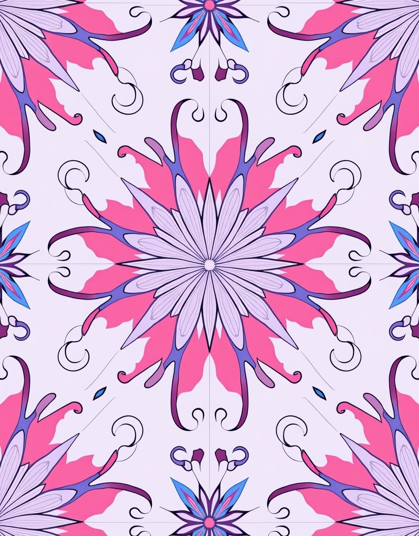 Floral Petal Patterned Mandala Rug