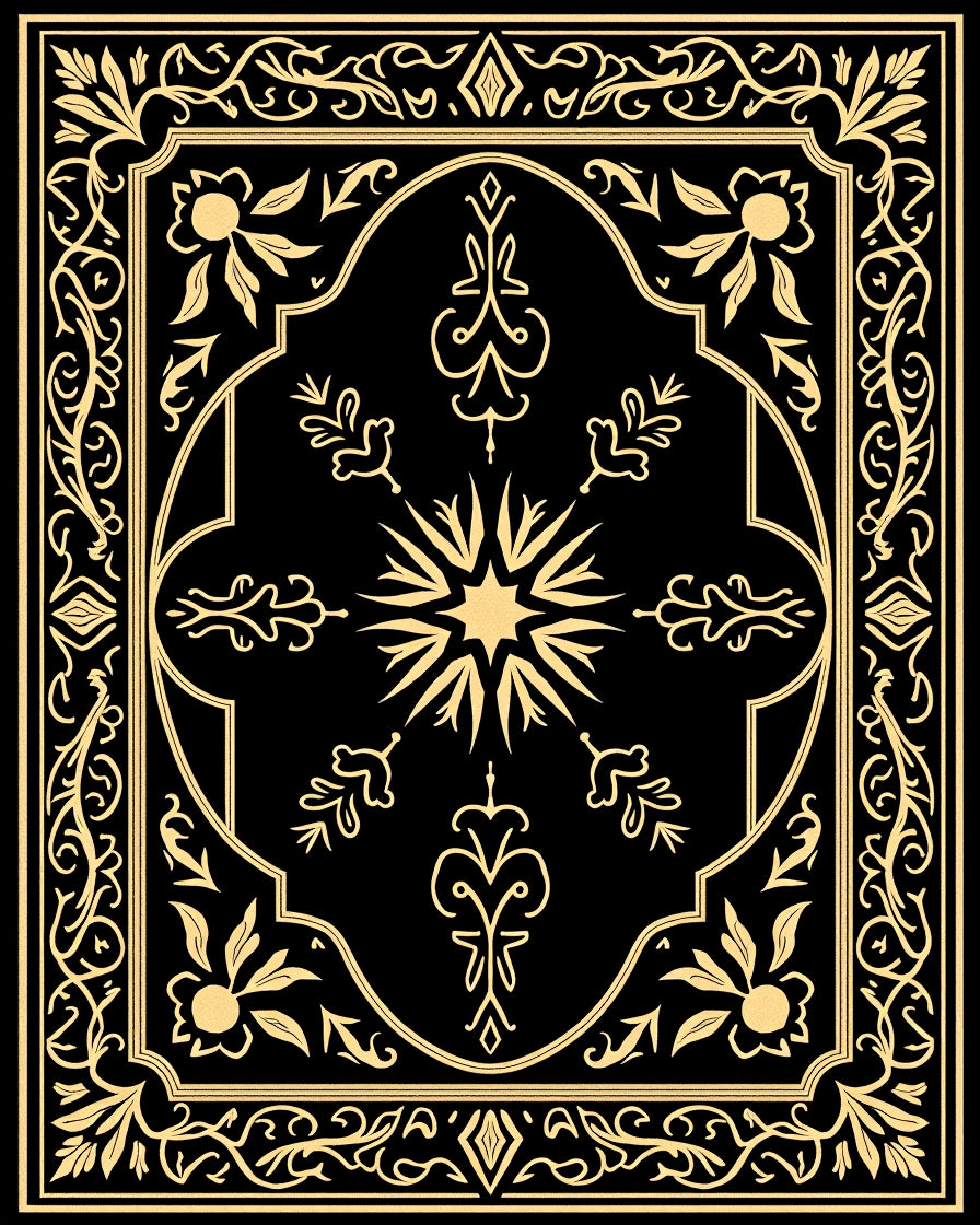 Golden Vintage Floral Symmetry Rug