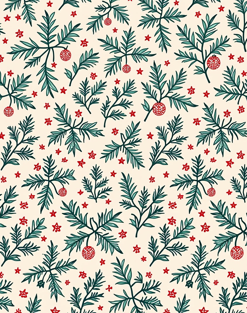 Festive Pine Branch Holiday Pattern Rug
