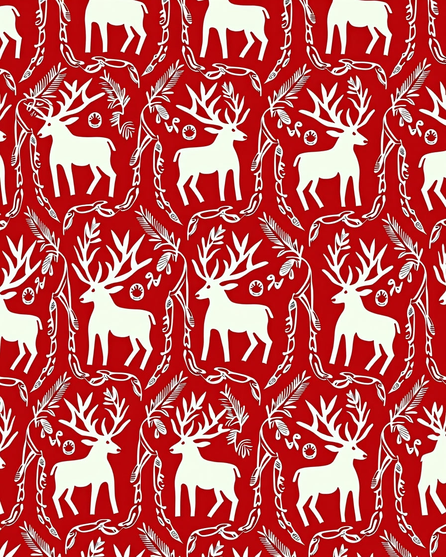 Vintage Forest Reindeer Pattern Design Rug