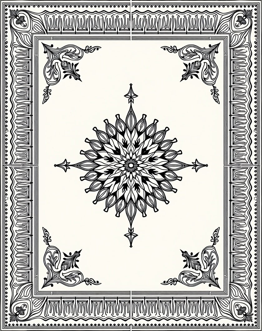 Elegant Floral Mandala Border Rug