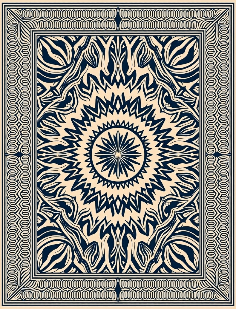 Bold Abstract Sunburst Pattern Rug
