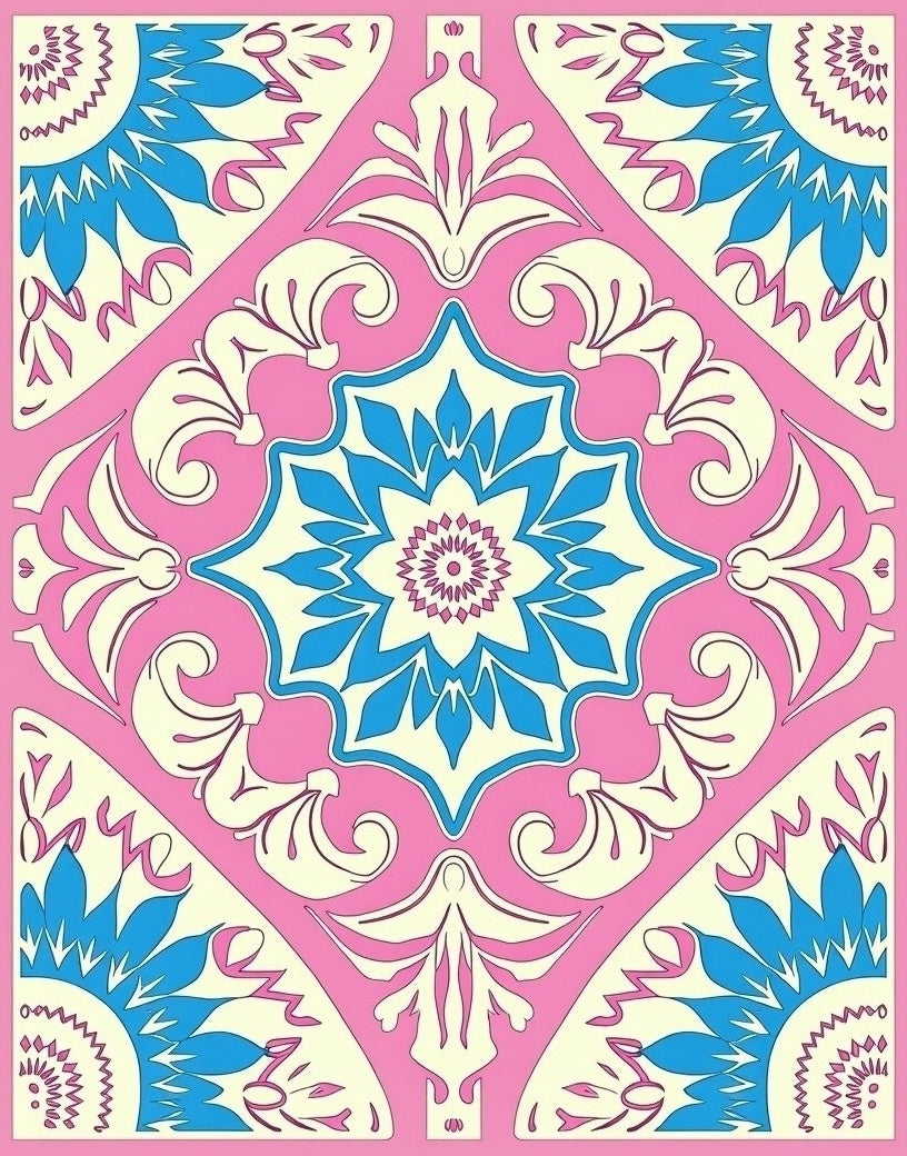 Vibrant Floral And Scrollwork Pattern Rug