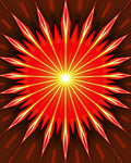 Radiant Red Yellow Sunburst Design Rug