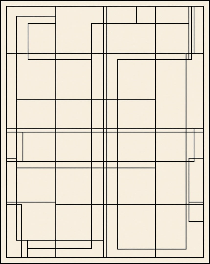 Abstract Cream Geometric Composition Rug