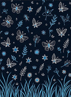 Hand Drawn Sketchy Butterflies and Flowers Rug