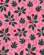 Pink Holly Leaves and Berries Rug