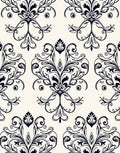 Classic Black Floral Damask Pattern Rug