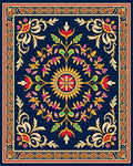 Ornate Floral Medallion Navy Rug