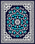 Intricate Turquoise Floral Mandala Pattern Rug